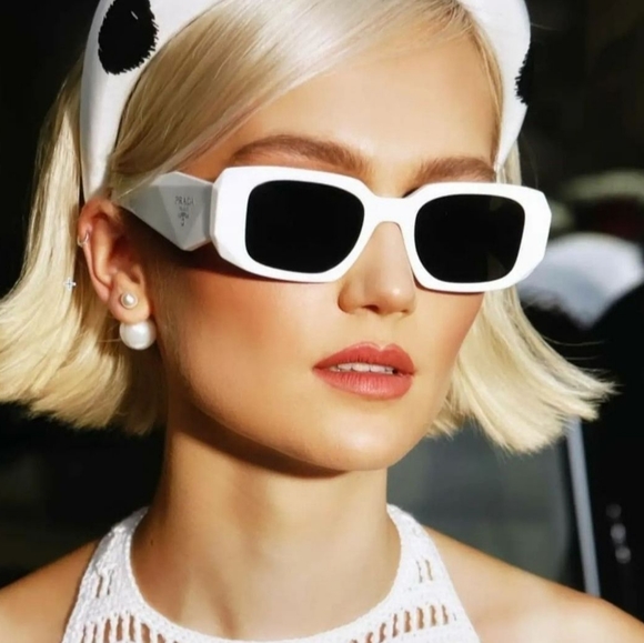 NEW PRADA PR17WS WHITE WOMEN'S RECTANGLE PR 17WS 1425S0 EYEWEAR SPR 17W - Picture 1 of 11
